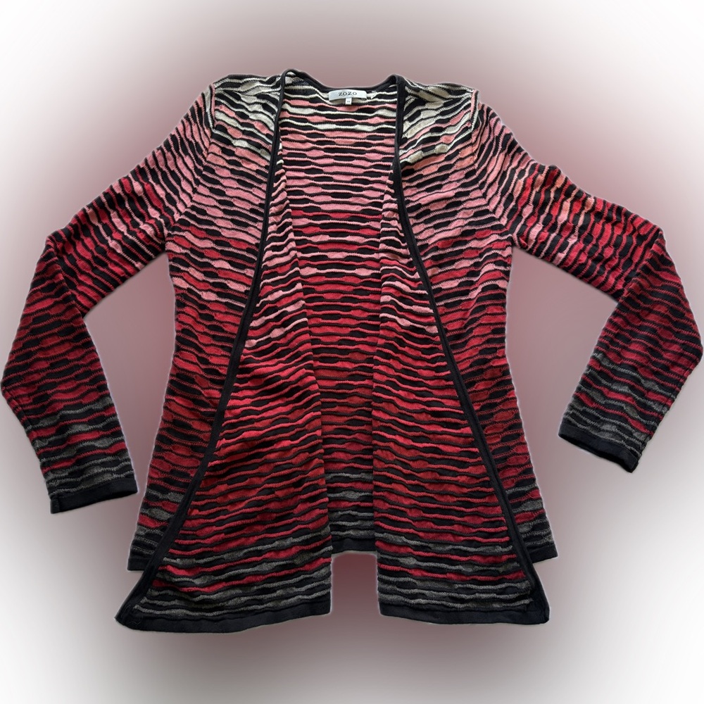 Chic Red and Black Women's Cardigan